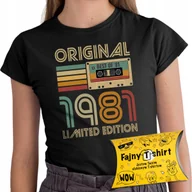 Koszulki i topy damskie - Koszulka damska z nadrukiem na prezent z rocznikiem 1981 XXL+ opakowanie - miniaturka - grafika 1