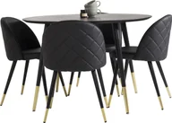 Stoły z krzesłami - DippØ115BLBR zestaw do jadalni stół do jadalni czarny oraz 4 Velvet krzesło stołowe skóra syntetyczna czarny. - miniaturka - grafika 1