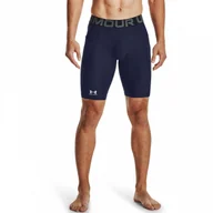 Legginsy - Męskie legginsy krótkie treningowe Under Armour HeatGear Pocket Long Shorts - granatowe - miniaturka - grafika 1