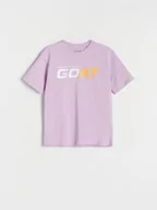 Koszulki dla chłopców - Reserved - Bawełniany t-shirt z nadrukiem - fioletowy - miniaturka - grafika 1