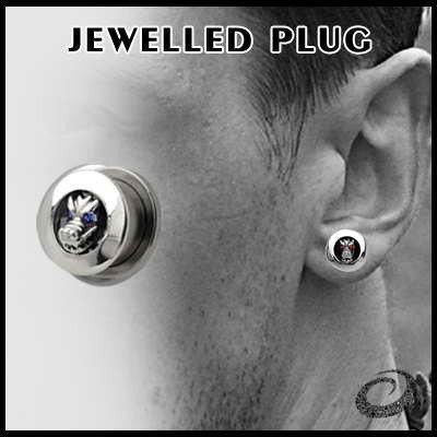 PIERCING TUNEL GŁOWA SMOKA KAMIEŃ SWAROVSKI CRYSTAL [JPL-02]-śr. wew. 12mm