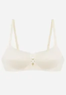 Biustonosze - Jasnobeżowy Gładki Biustonosz z Ozdobną Imitacją Sznurowania Azivene - miniaturka - grafika 1