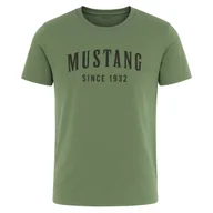 Koszulki męskie - Mustang Koszulka Męska T-shirt Bawełniana 4260 Khaki Rozmiar L - miniaturka - grafika 1