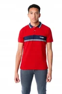 Koszulki męskie - WRANGLER COLOURBLOCK POLO RED W7E3KFXWO S - miniaturka - grafika 1