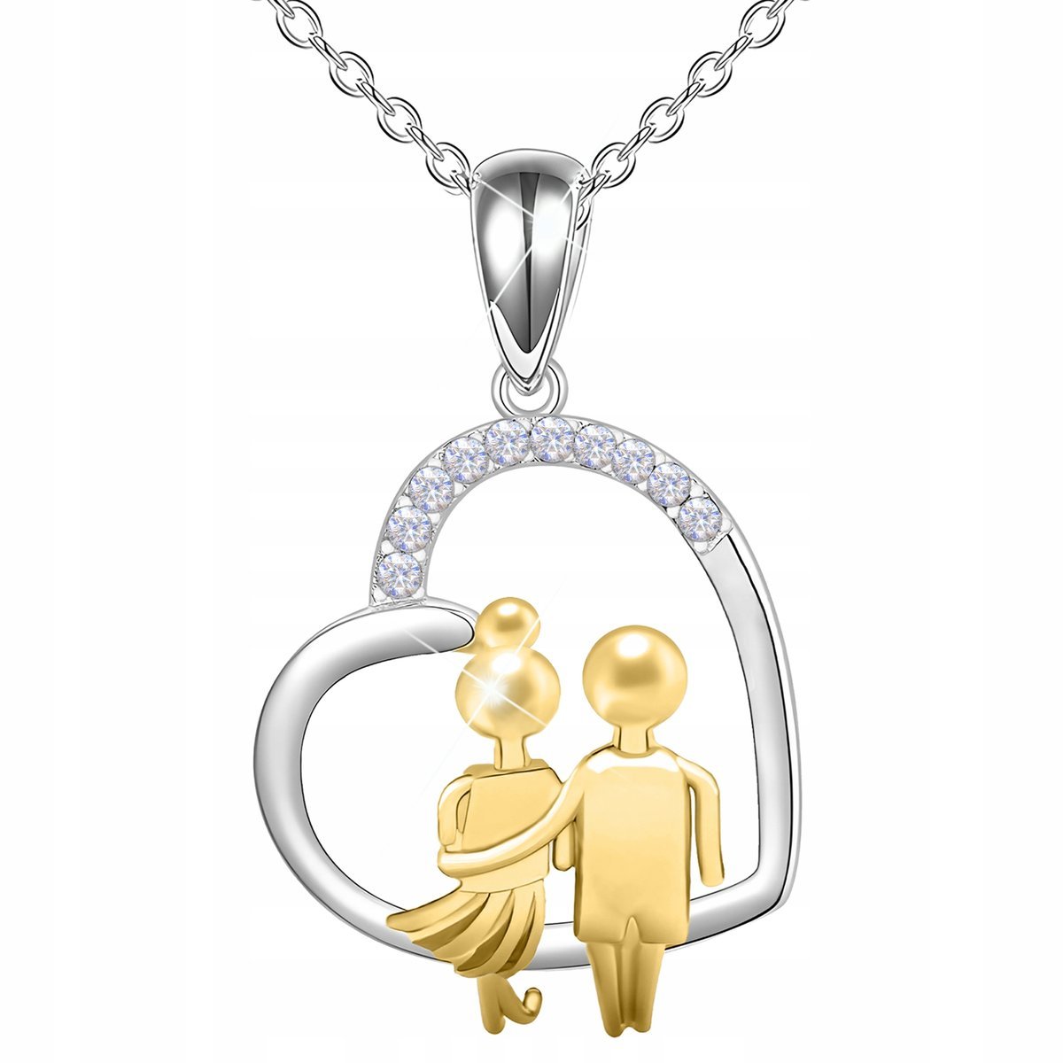 Naszyjnik Srebrny Para Serce Serduszko Wieczna Miłość Cyrkonie SREBRO 925