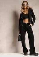 Spodnie damskie - Czarne Szerokie Jeansy Cargo z Elastycznej Bawełny Ganiaba - miniaturka - grafika 1