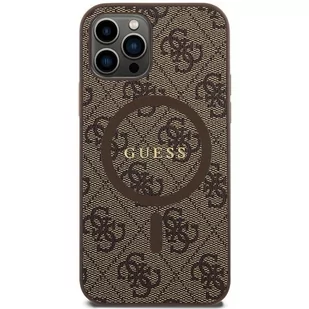 Etui Guess GUHMP12MG4GFRW Apple iPhone 12 / 12 Pro hardcase 4G Collection Leather Metal Logo MagSafe brązowy/brown - Etui i futerały do telefonów - miniaturka - grafika 4