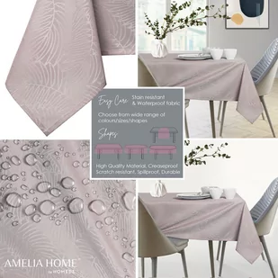 AmeliaHome, Obrus Gaia Pudrowy róż Tłoczony Roślinny 100x100 AmeliaHome - Obrusy i serwetki - miniaturka - grafika 1