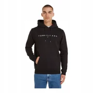 Bluzy męskie - TOMMY HILFIGER BLUZA MĘSKA Z KAPTUREM REG LINEAR LOGO HOODIE CZARNA r.XL - miniaturka - grafika 1