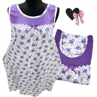 Bielizna nocna - BAWEŁNA KOSZULA NOCNA na ramiączkach piękna róża prezent fiolet 56 58 8XL - miniaturka - grafika 1