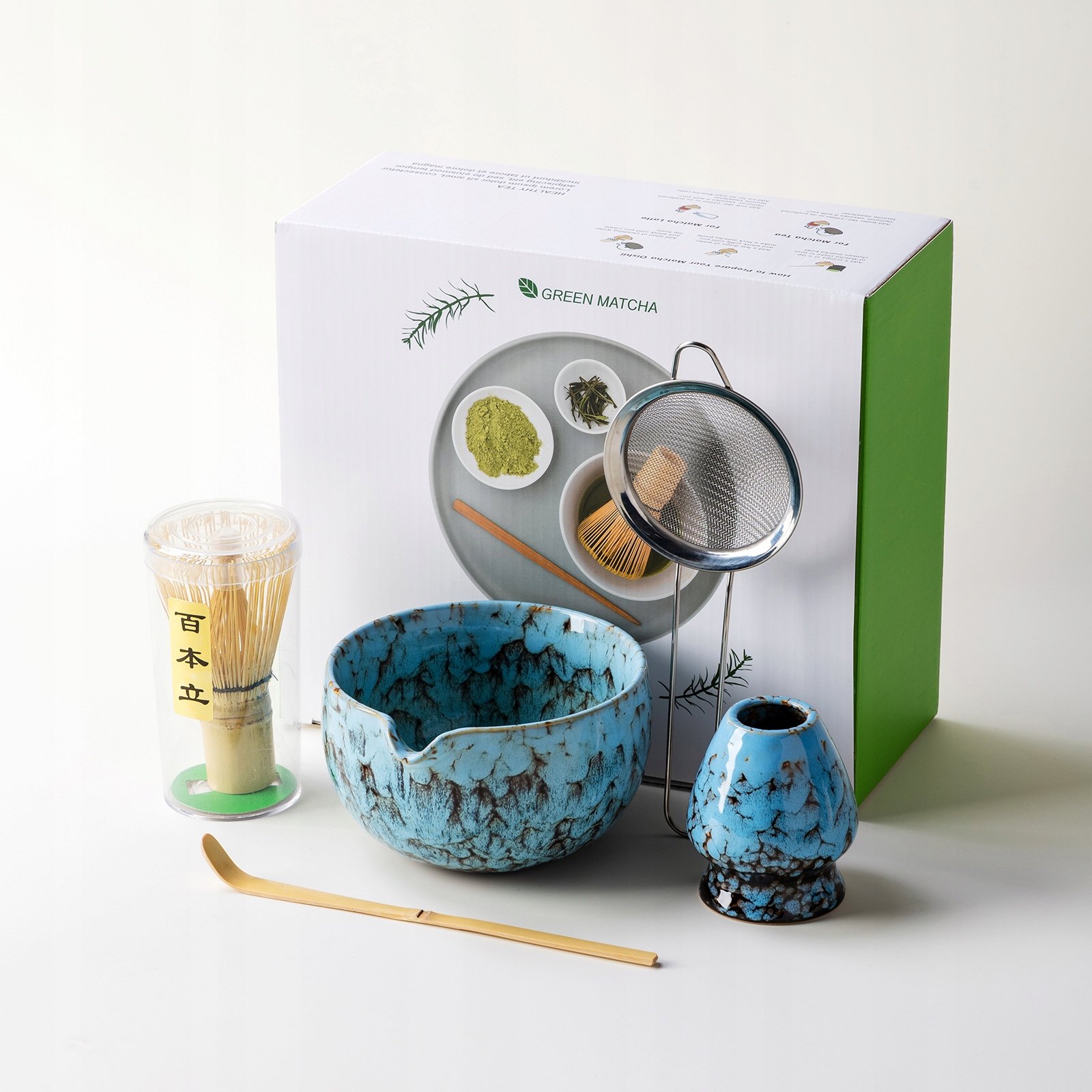 Nekit Bambusowy Zestaw Prezentowy Do Herbaty Matchy Chashaku Blue