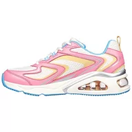 Sneakersy damskie - Skechers Damskie sneakersy TRES-AIR, różowe Duraleather/biała siatka/niebieskie i NAT, 4 UK, Różowy Duraleather biała siatka niebieska i matowa, 37 EU - miniaturka - grafika 1
