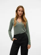 Koszulki i topy damskie - Vero Moda Koszulka w kolorze khaki - miniaturka - grafika 1