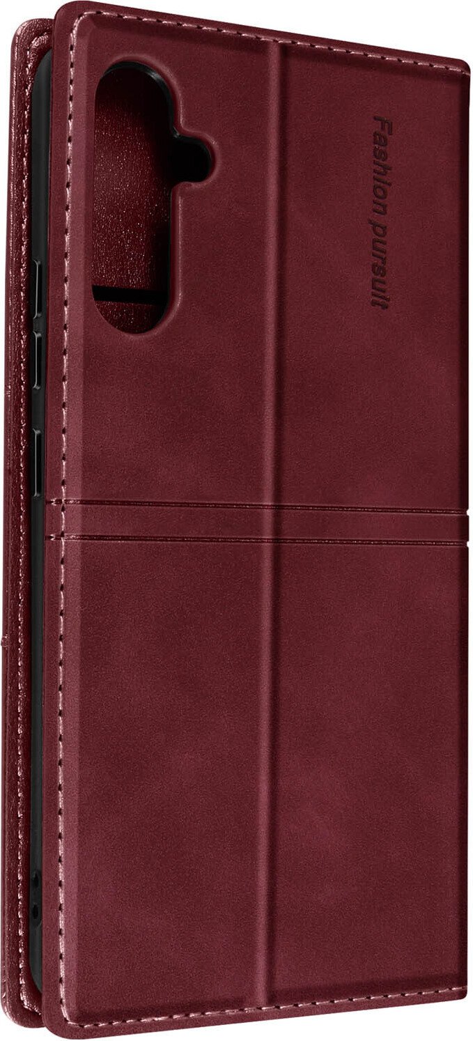Etui ze sztucznej skóry z portfelem dla Samsung Galaxy A34 5G - czerwone wino