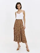 Spódnice - Beżowa plisowana spódnica w kropki - miniaturka - grafika 1