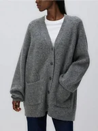 Swetry damskie - Reserved - Kardigan z wełną - szary - miniaturka - grafika 1
