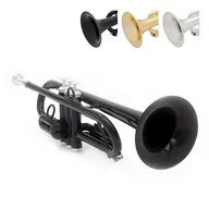 Instrumenty dęte - pTrumpet pTrumpet Hytech trąbka z ustnikiem 7C i wyściełaną torbą Gig - mosiądz plastikowy hybrydowy student - czarny PTRUMPET1HTB/BLACK - miniaturka - grafika 1