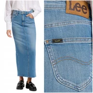 Spódnice - Lee BACK SLIT MAXI SKIRT Bloom długa jeansowa spódnica rozcięcie z tyłu W29 - miniaturka - grafika 1