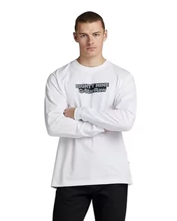 Koszulki męskie - G-STAR RAW Męski T-Shirt Eighty Nine Gr Loose R T Ls, Biały (White D23886-c336-110), S - grafika 1