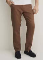 Spodnie męskie - Brązowe lniane spodnie męskie - miniaturka - grafika 1