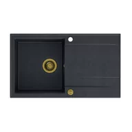Zlewozmywaki - QUADRON Zlew EVAN 111 black diamond + syfon ZŁOTY - miniaturka - grafika 1