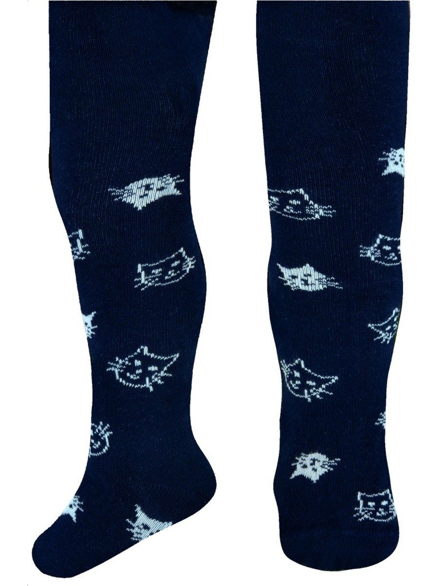 Rajstopy dziecięce bawełniane, granatowe, kotki, Milusie