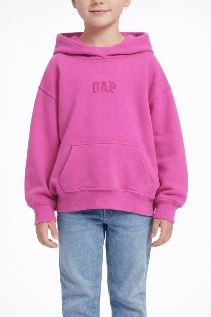 GAP RÓŻOWA BLUZA DZIECIĘCA Z KAPTUREM I LOGO GAP 116-122 1I4A