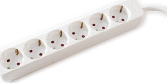 Kabel zasilający Value VALUE Gniazdo 6-drożne bez przełącznika, białe, 3 m