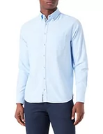 Koszule męskie - bugatti Męska koszula 9350-38700 z kołnierzykiem button-down, jasnoniebieska-320, regularna, Jasnoniebieski-320, XXL - miniaturka - grafika 1
