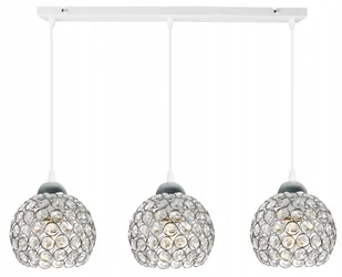Lampa Wisząca Sufitowa Chrom Potrójna Żyrandol Plafon Glamour Kryształki - Lampy sufitowe - miniaturka - grafika 1