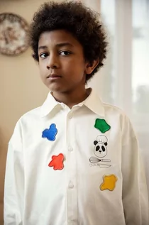 Koszulki dla dziewczynek - Mini Rodini koszula bawełniana dziecięca kolor biały - grafika 1