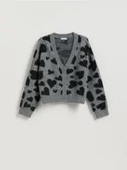 Swetry damskie - Reserved - Kardigan w serca - wielobarwny - miniaturka - grafika 1