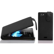 Etui i futerały do telefonów - Etui Cadorabo do Sony Xperia J w kolorze OXID BLACK etui na telefon komórkowy z klapką wykonane z teksturowanej sztucznej skóry pokrowiec ochronny pokrowiec z klapką w stylu książki - miniaturka - grafika 1