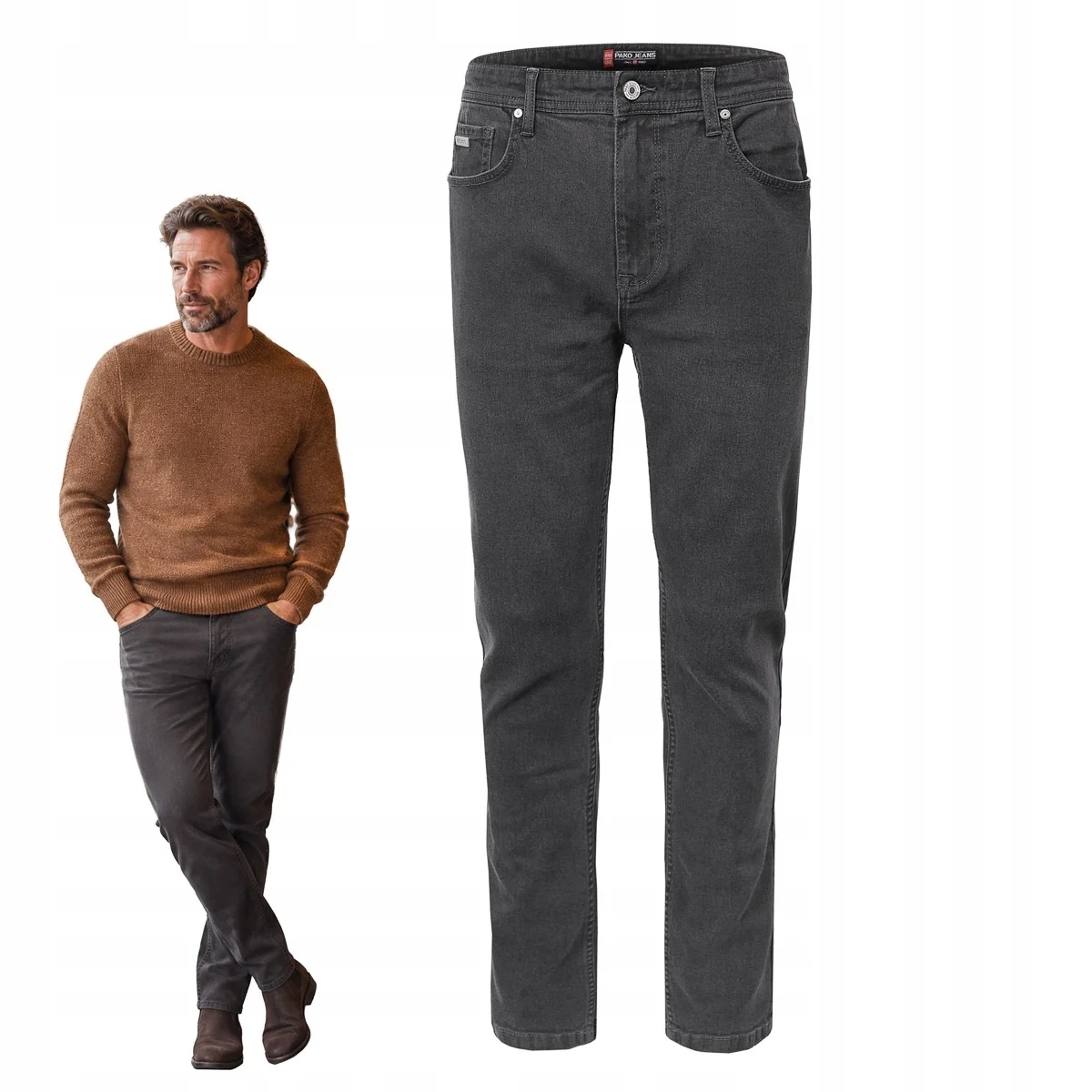 SPODNIE Męskie Jeansy Klasyczne GRAFITOWE Comfort Fit Pako Jeans SPODNIE Męskie Jeansy Klasyczne GRAFITOWE Comfort Fit W34/L32 Pako Jeans