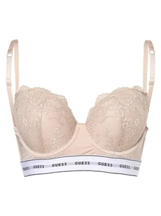 GUESS - Damski biustonosz balkonetka push-up, beżowy - Biustonosze - miniaturka - grafika 1