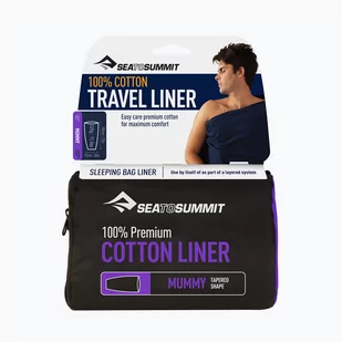 Sea to Summit Sea To Summit Premium Cotton Travel Liner  Mummy  Navy Blue AMUMMYOSNB - Śpiwory - miniaturka - grafika 1