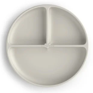 Trójdzielny talerz silikonowy z przyssawką CREAM, BabySteps - Miseczki i talerzyki dla dzieci - miniaturka - grafika 1