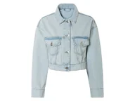 Kurtki damskie - esmara® Kurtka jeansowa damska z bawełny, cropped (Jasnoniebieski, 42) - miniaturka - grafika 1