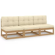 Ławki ogrodowe - vidaXL 3-osobowa sofa z poduszkami, lite drewno sosnowe - miniaturka - grafika 1