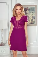 Bielizna nocna - Eldar Selma Koszulka Nocna Krótki Rękaw Śliwkowa S - miniaturka - grafika 1