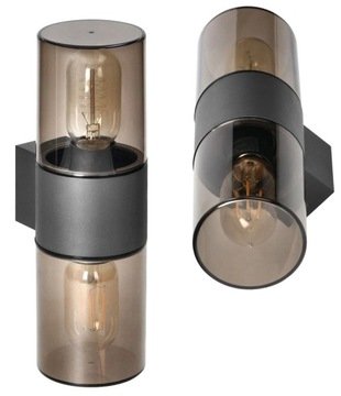 Adviti Kinkiet Ogrodowy Led Podwójna Lampa Elewacyjna 2xE27 2x15W IP54 Szara