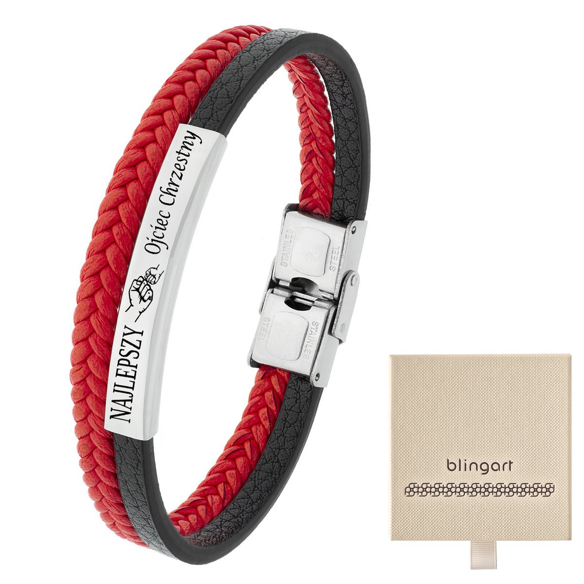 Bransoletka z GRAWEREM skórzana męska / damska ple