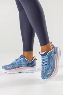 Niebieskie Sneakersy Damskie Buty Sportowe Do Biegania Na Białej Platformie Ze Żłobieniami Różowe Wstawki Sznurowane Casu M015-2-39 - Sneakersy damskie - miniaturka - grafika 1