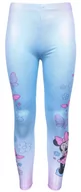Spodnie i spodenki dla dziewczynek - Brokatowe, błękitne legginsy dziewczęce Myszka Minnie - miniaturka - grafika 1