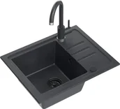Zlewozmywaki - QUADRON BEN 116 + KATE czarny nakrapiany (BLACK DOTTED) + SYFON z ZAŚLEPKĄ czarny - miniaturka - grafika 1