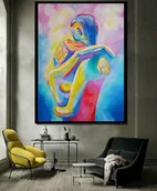 Obrazy i zdjęcia - Duży obraz olej na płótnie nowoczesny kochankowie - miniaturka - grafika 1
