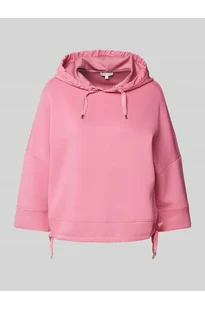 Bluza z kapturem krótka ze scuby z rękawem o dł. 3/4 - Tom Tailor - Bluzy damskie - miniaturka - grafika 1