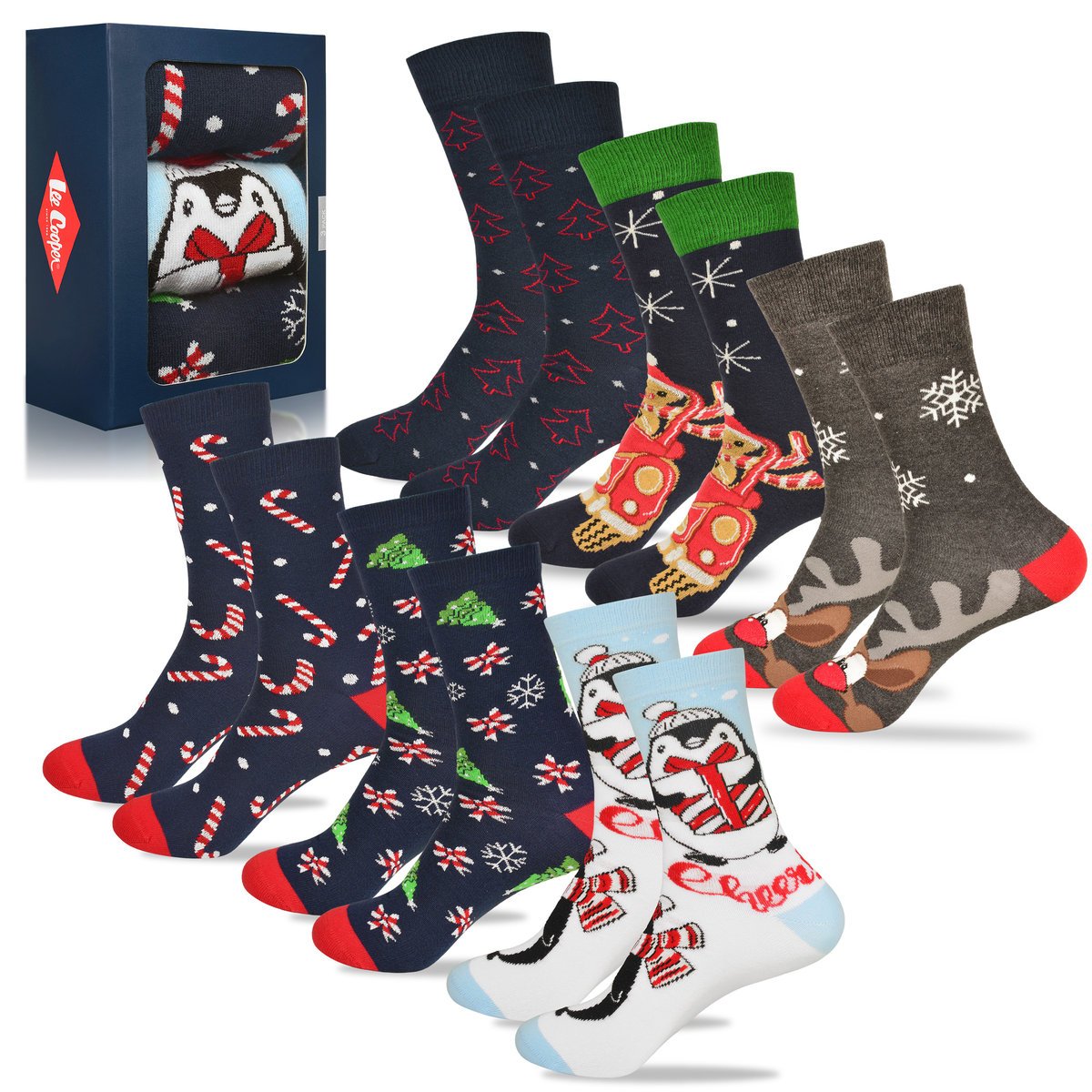 Lee Cooper Skarpety Damskie Świąteczne Ciepłe Długie 6 sztuk Rozmiar 35-38