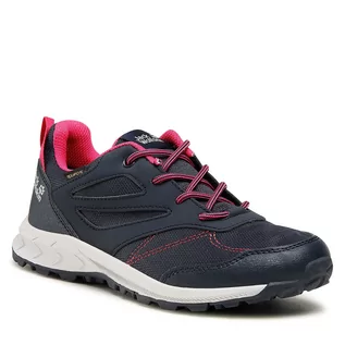 Buty dla dziewczynek - Trekkingi Jack Wolfskin - Woodland Texapore Low K 4042162 Night Blue/Pink - grafika 1