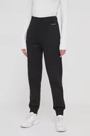 Spodnie damskie - Calvin Klein spodnie dresowe kolor czarny gładkie - miniaturka - grafika 1